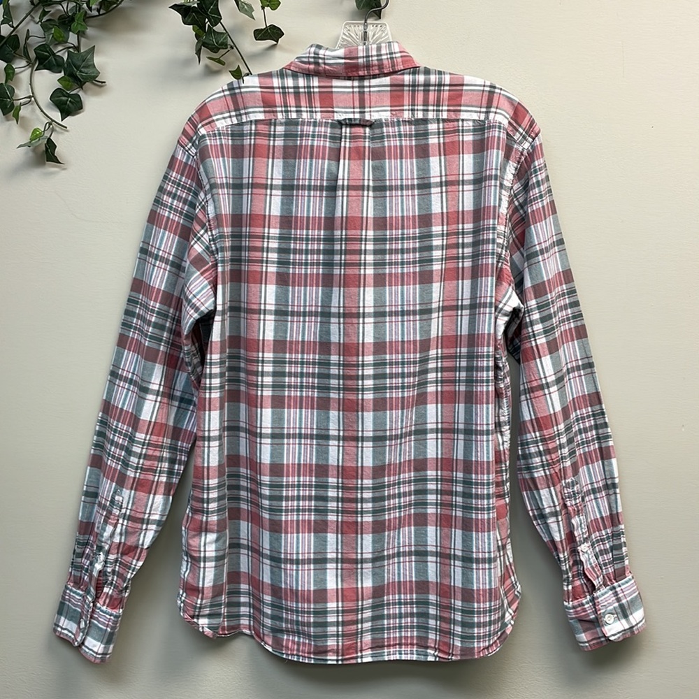 J Crew Shirt Men L Slim Button Down White Collared Plaid Work Indian Madras - Picture 4 of 4